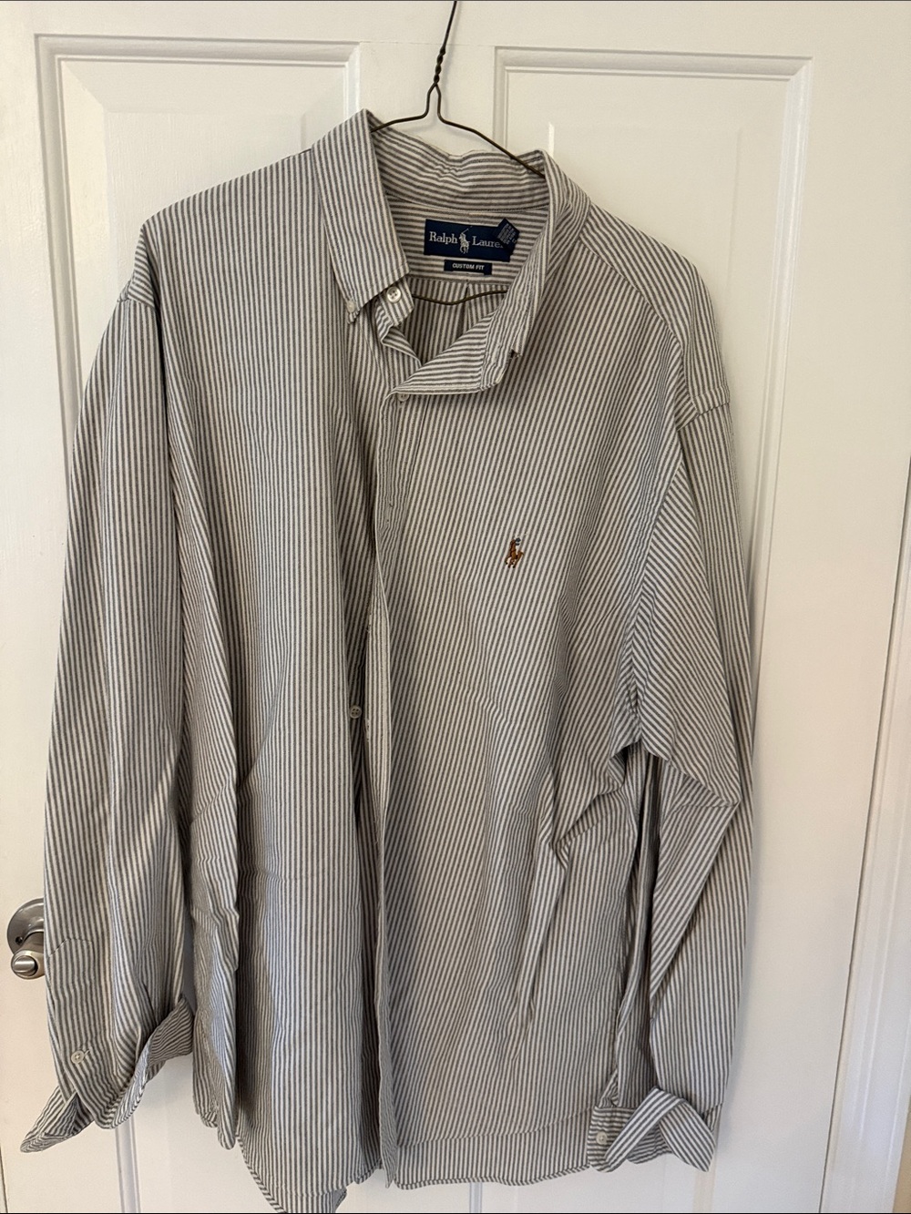 Ralph Lauren Men’s Thin-Strip Button-Down Shirt - White & Navy